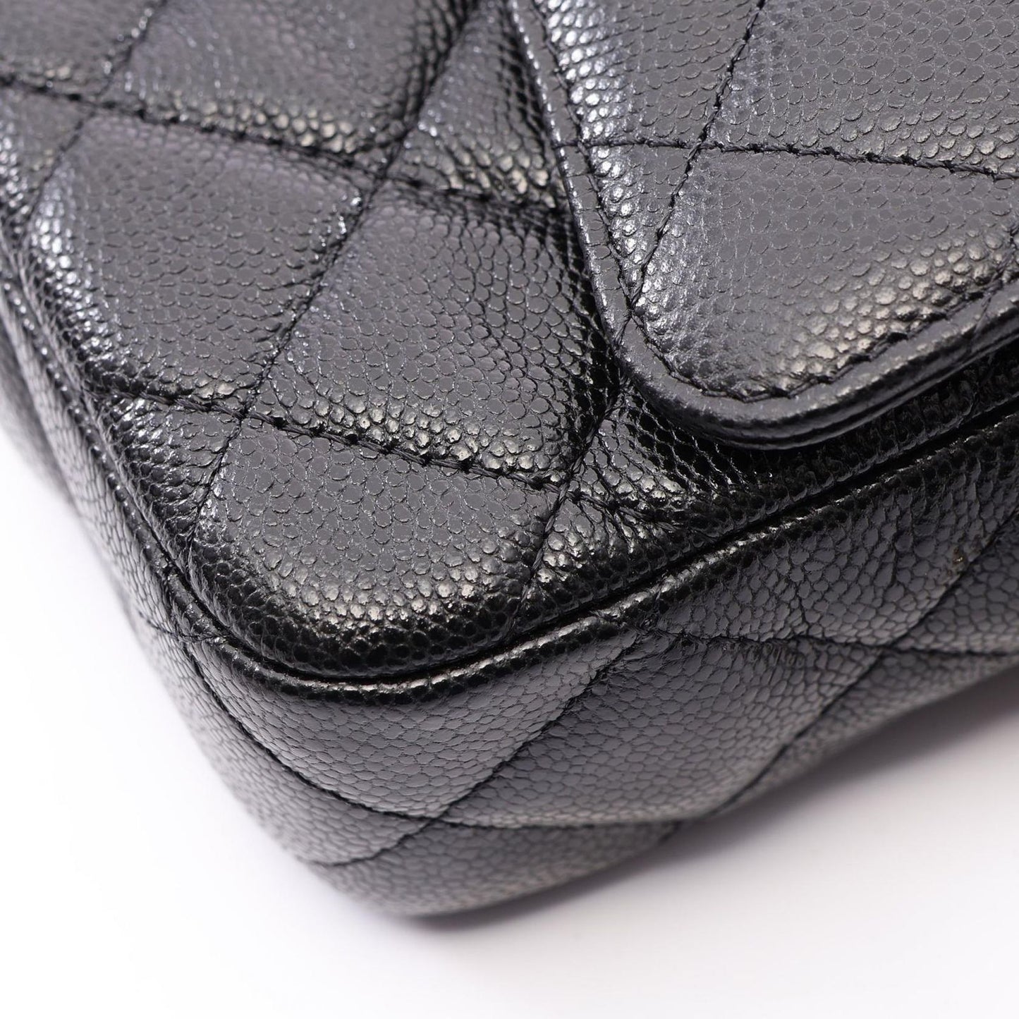 Chanel Shoulder Bag Quilted Chain Phone Case Wallet Black Caviar Leather — view 7