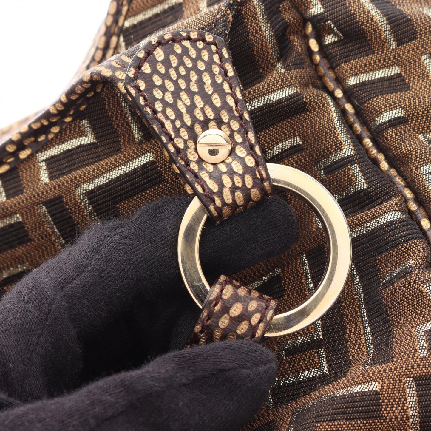 Fendi Tote Zucca Brown Canvas Leather Shoulder — view 9