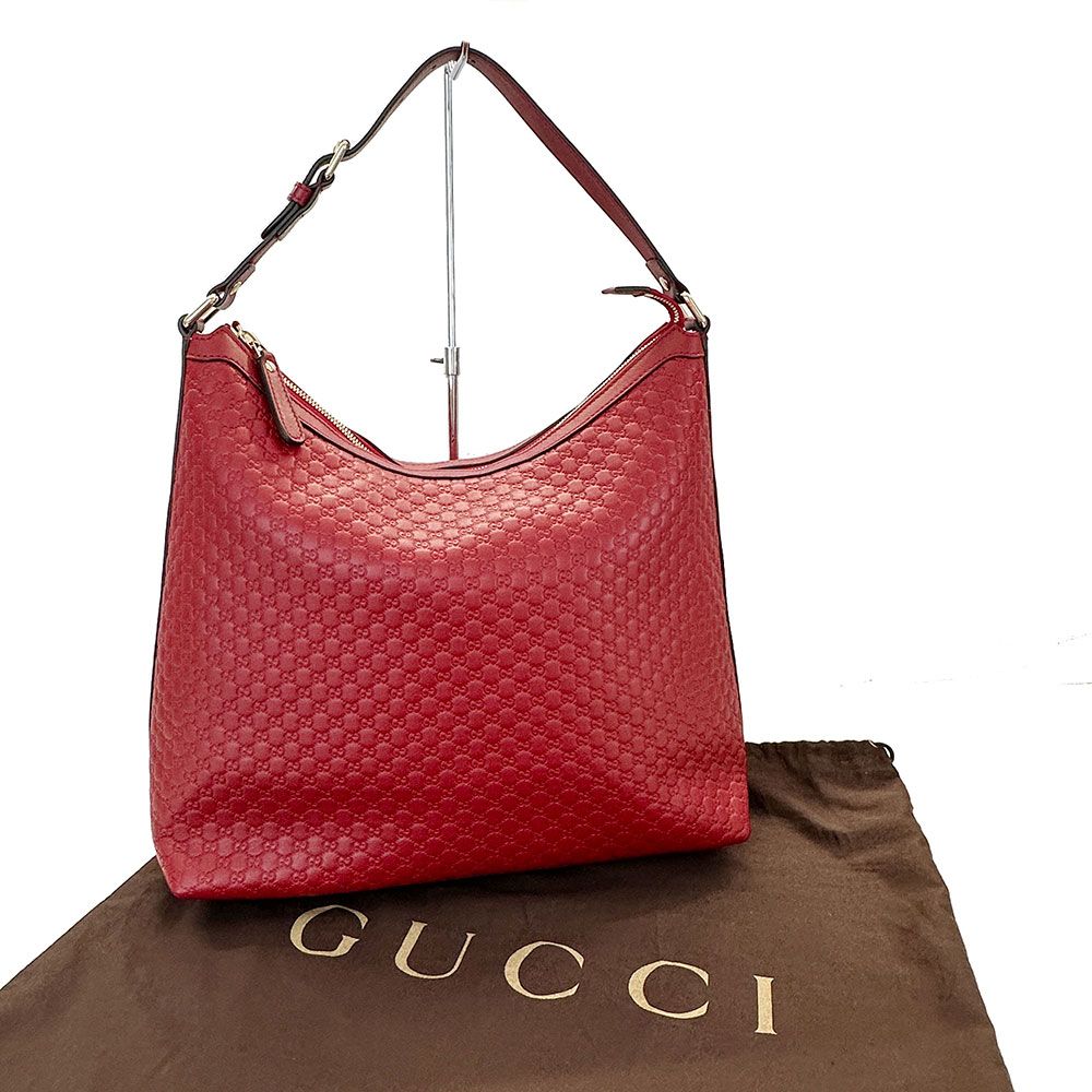 Gucci Shoulder Bag Leather Micro GG Red Hand Going Out Everyday — view 9