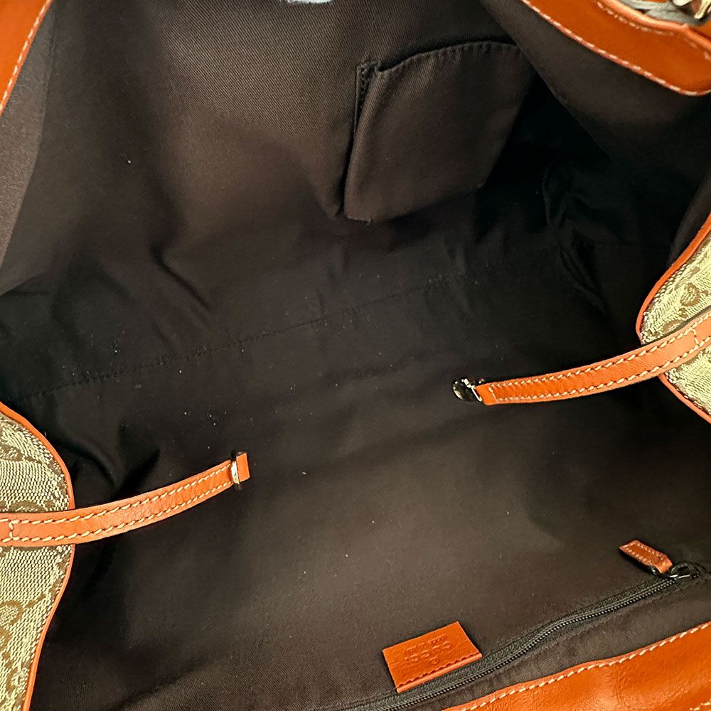Gucci Abbey Shoulder Bag GG Canvas Beige Orange — view 9