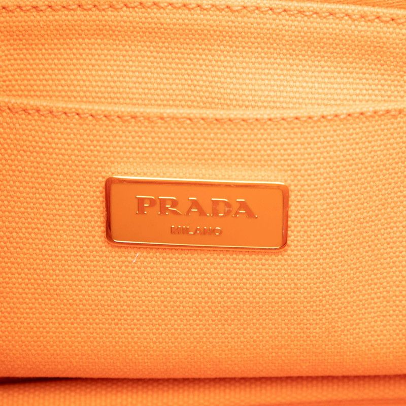 Prada Canapa Mini Handbag Orange Canvas — view 5