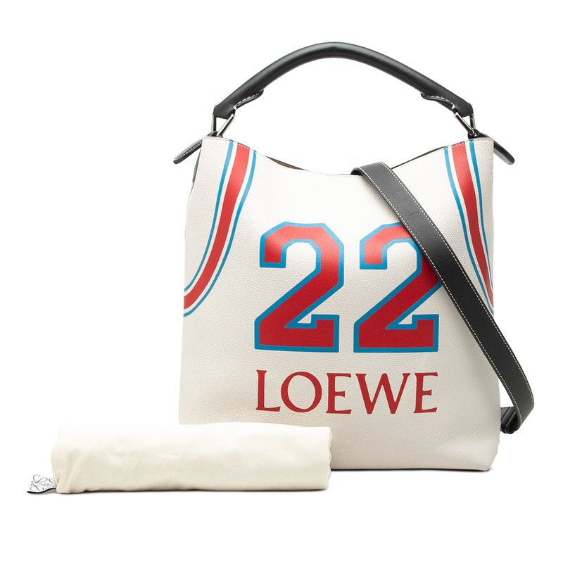 Loewe Anagram T Bucket 2-Way Shoulder Bag White Multicolor Leather — view 7
