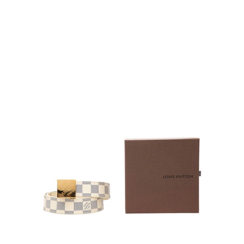 Louis Vuitton Damier Azur Ceinture Carre Belt 85 34 White Leather — view 6