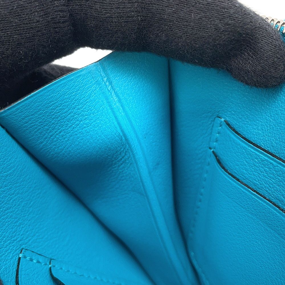 Hermes Shoulder Wallet Mini Convoyeur Turquoise Silver Swift — view 9
