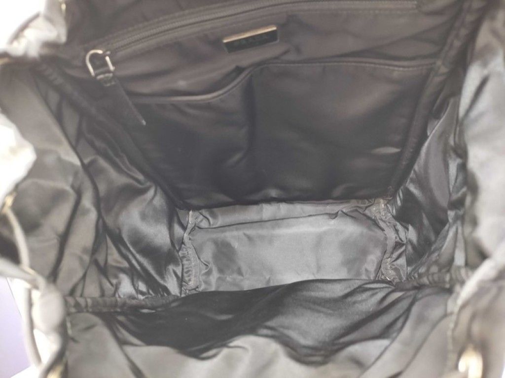 Prada Backpack Triangle Logo Black Nylon White Tag Silver — view 9