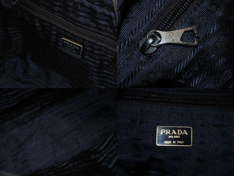 Prada Tote Bag Logo Sequin Nylon Navy — view 8