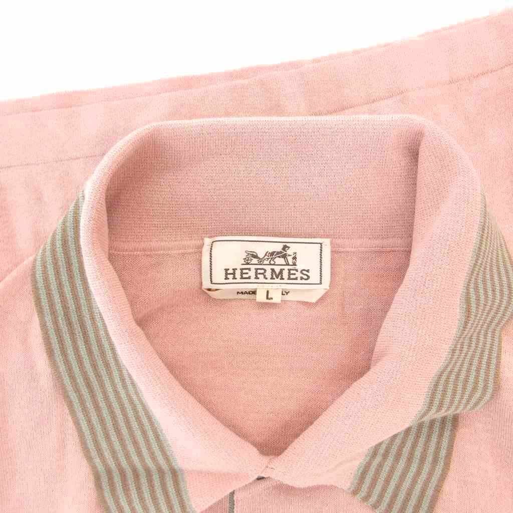 Hermes Polo Shirt Top Cotton Short Sleeve L Pink — view 5
