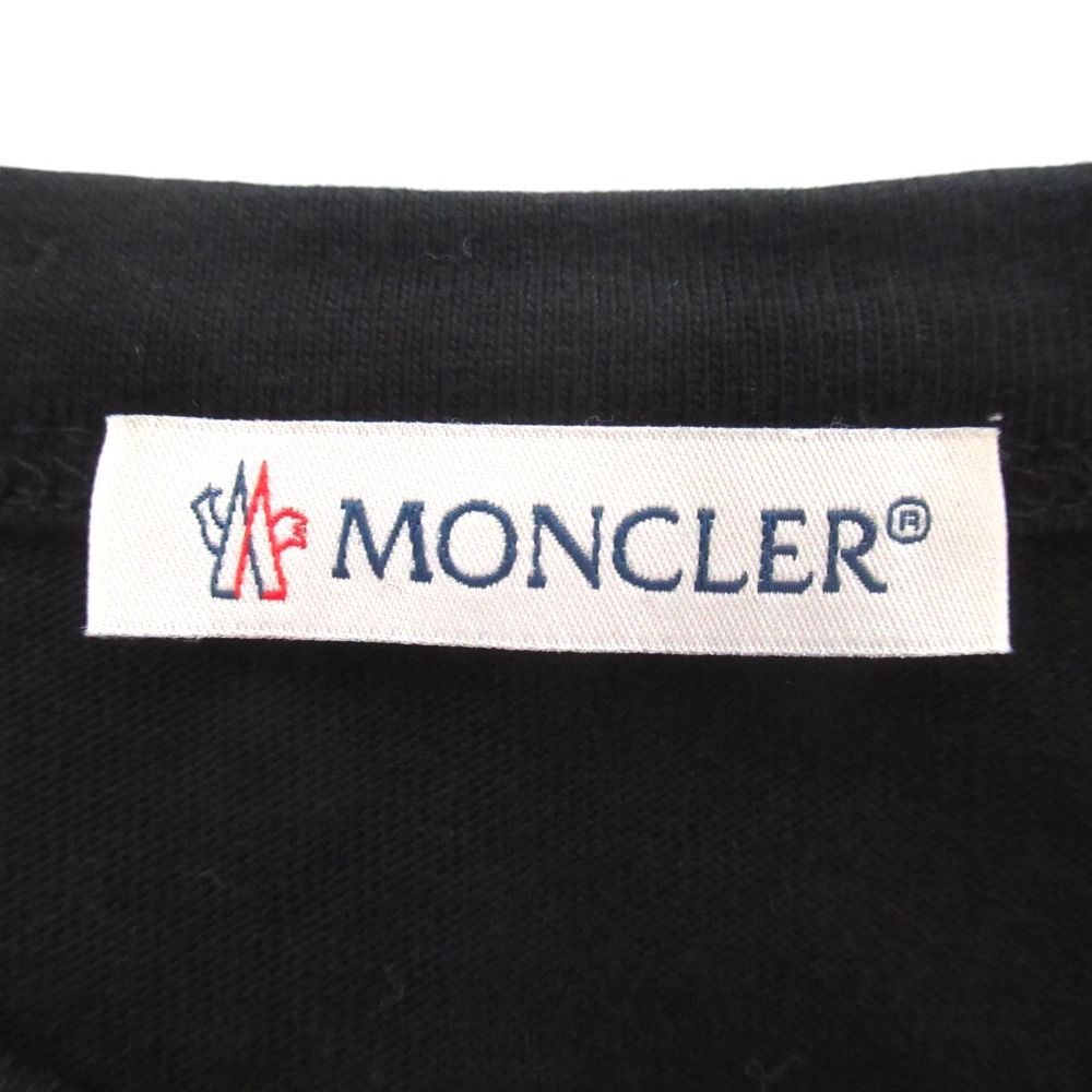 Moncler Maglia T-Shirt Front Logo Print Short Sleeve M Black White — view 9