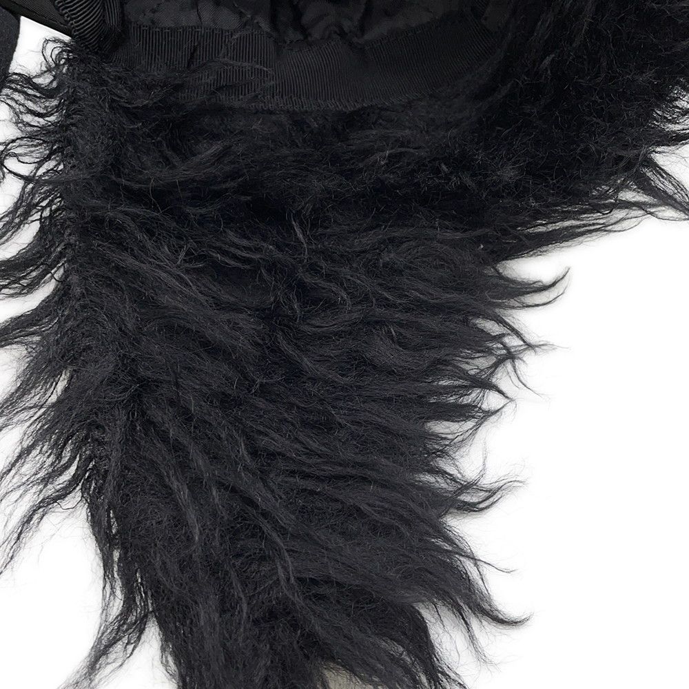 Prada Cap Flight Cap Triangle Logo Nylon Fur L Hat Black — view 9