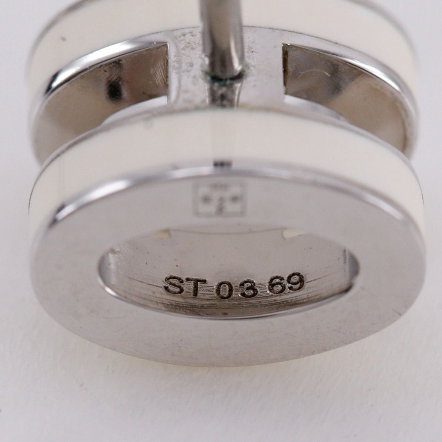 Hermes Pop Mini Metal Enamel White Earrings — view 9