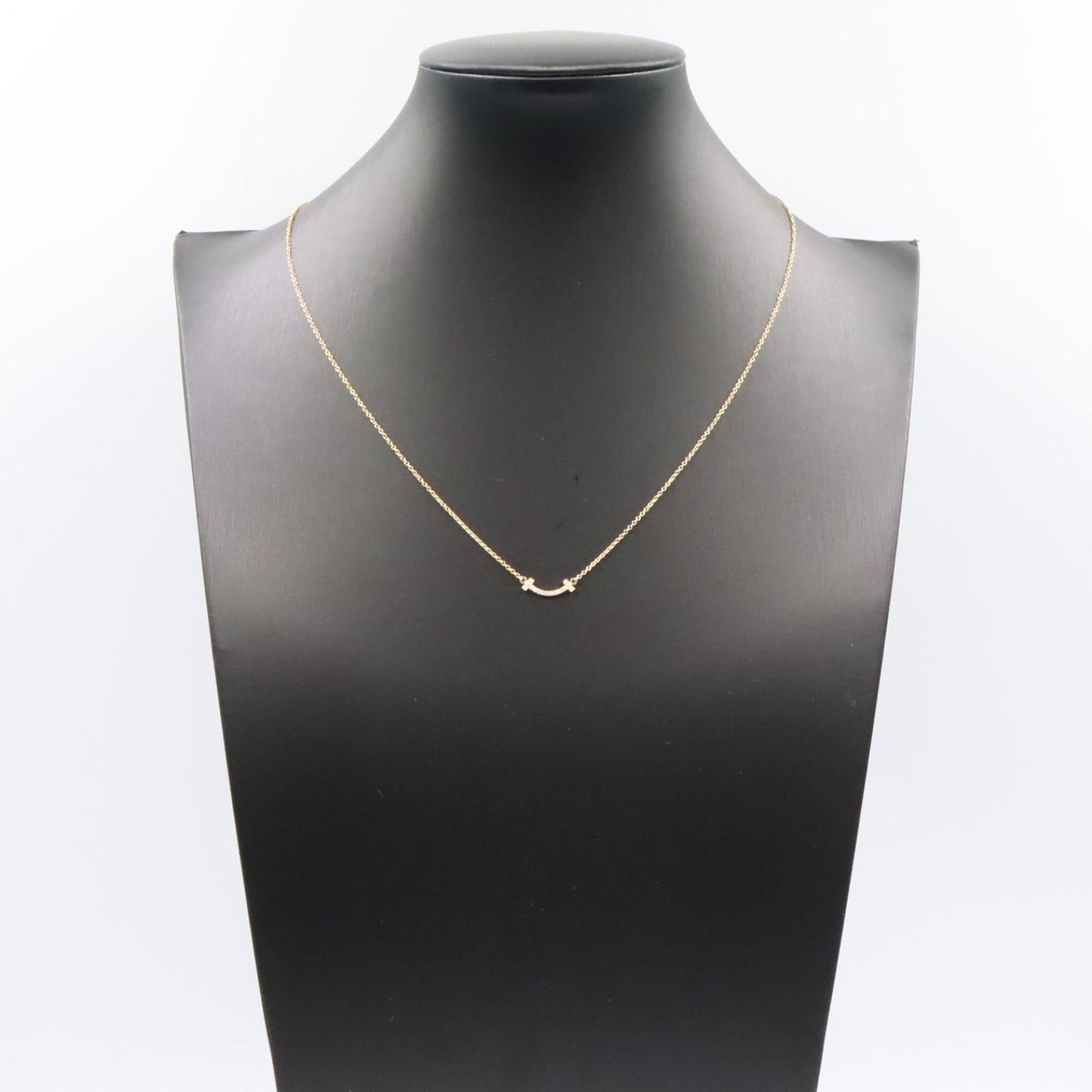 Tiffany & Co Necklace T Smile Mini Diamond 40.5 45.5 cm 18k Pink Gold — view 7