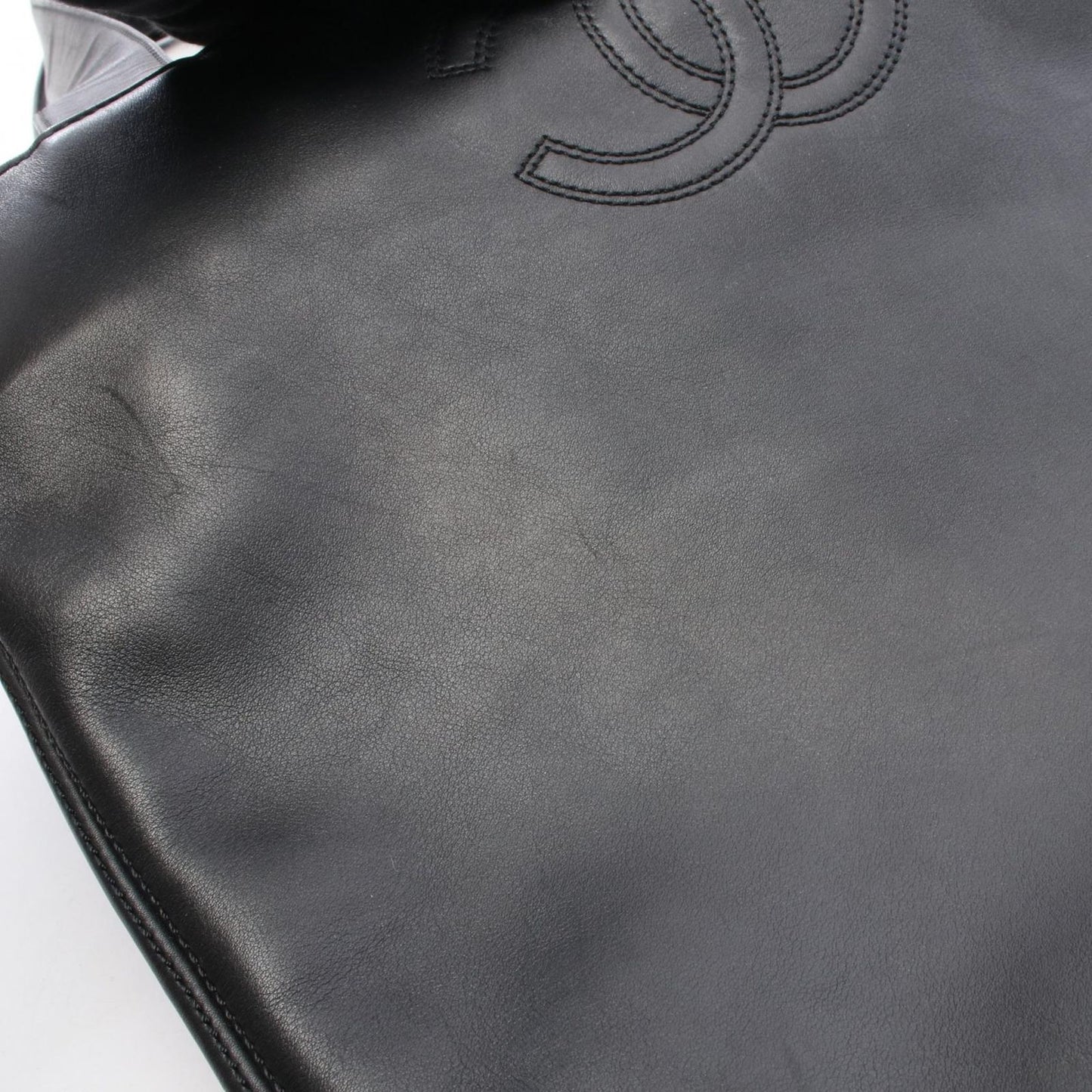 Chanel Tote CC Logo Black Lambskin CC Shoulder — view 9