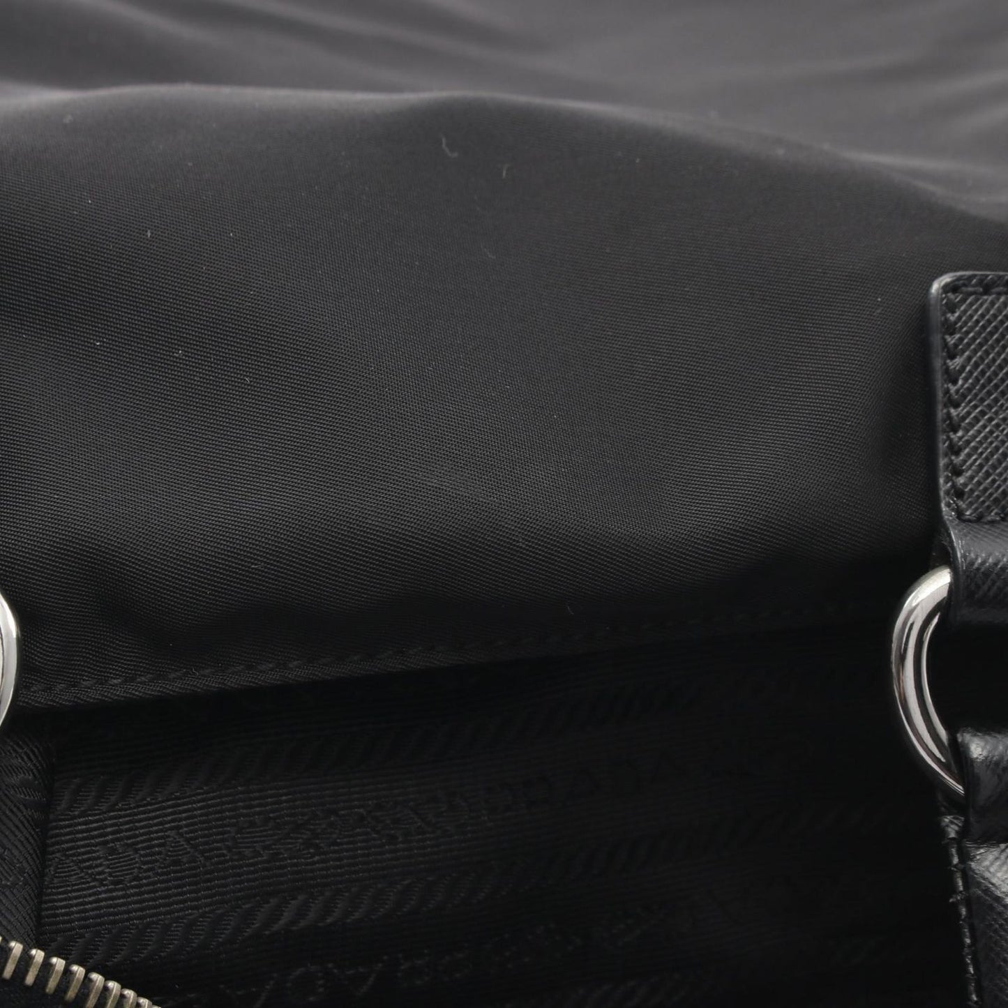 Prada Tote Skull Studs 2-Way Black Nylon Saffiano Leather Shoulder — view 9