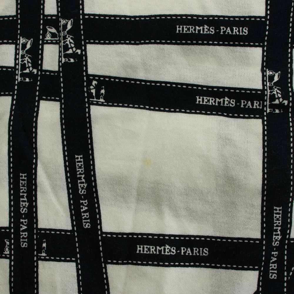 Hermes Bolduc Pattern Martin Margiela Era T-Shirt L White Navy Short Sleeve — view 8