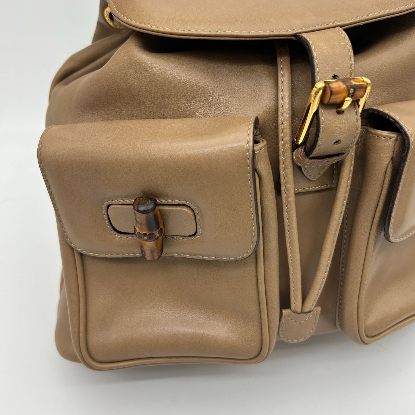 Gucci Bamboo Backpack Shoulder Bag Beige Brown — view 8