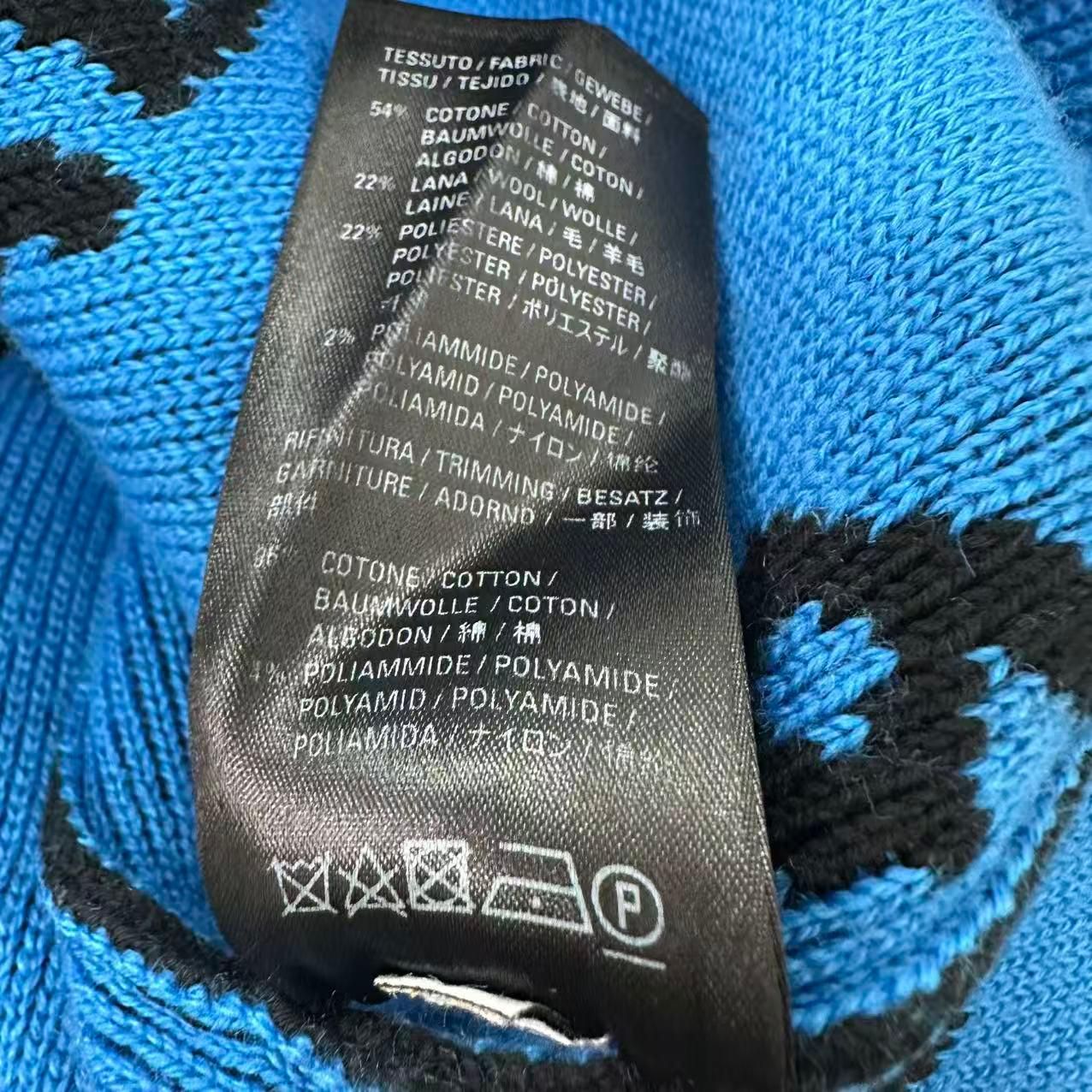 Balenciaga Big Silhouette Long Sleeve Knit Logo All Over Pattern Black Blue — view 8
