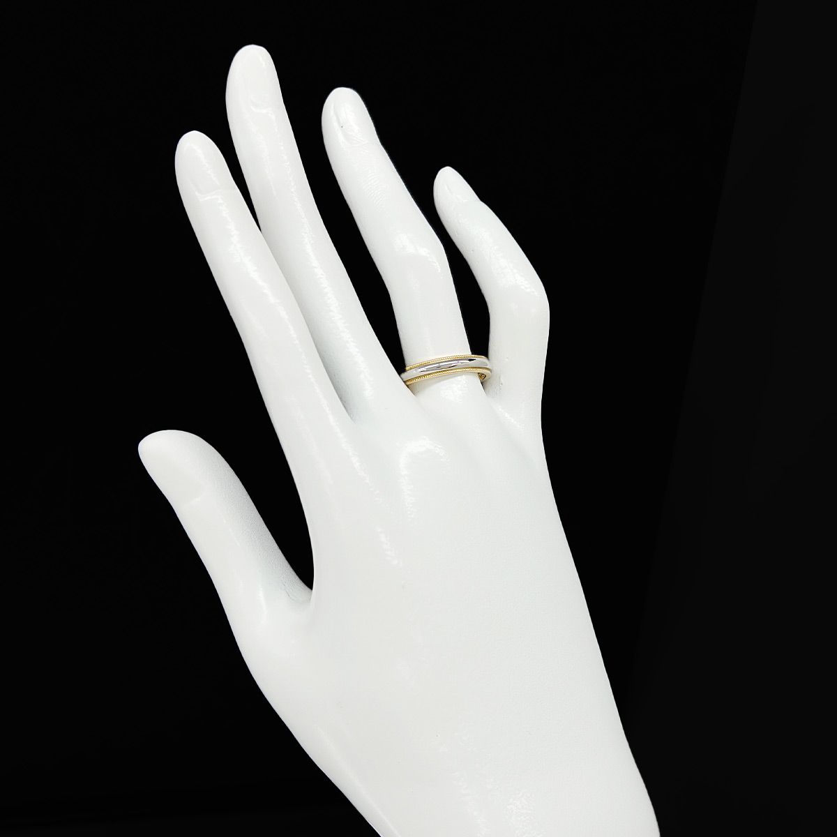 Tiffany & Co Milgrain Band Ring Platinum Pt 18k YG 750 — view 6