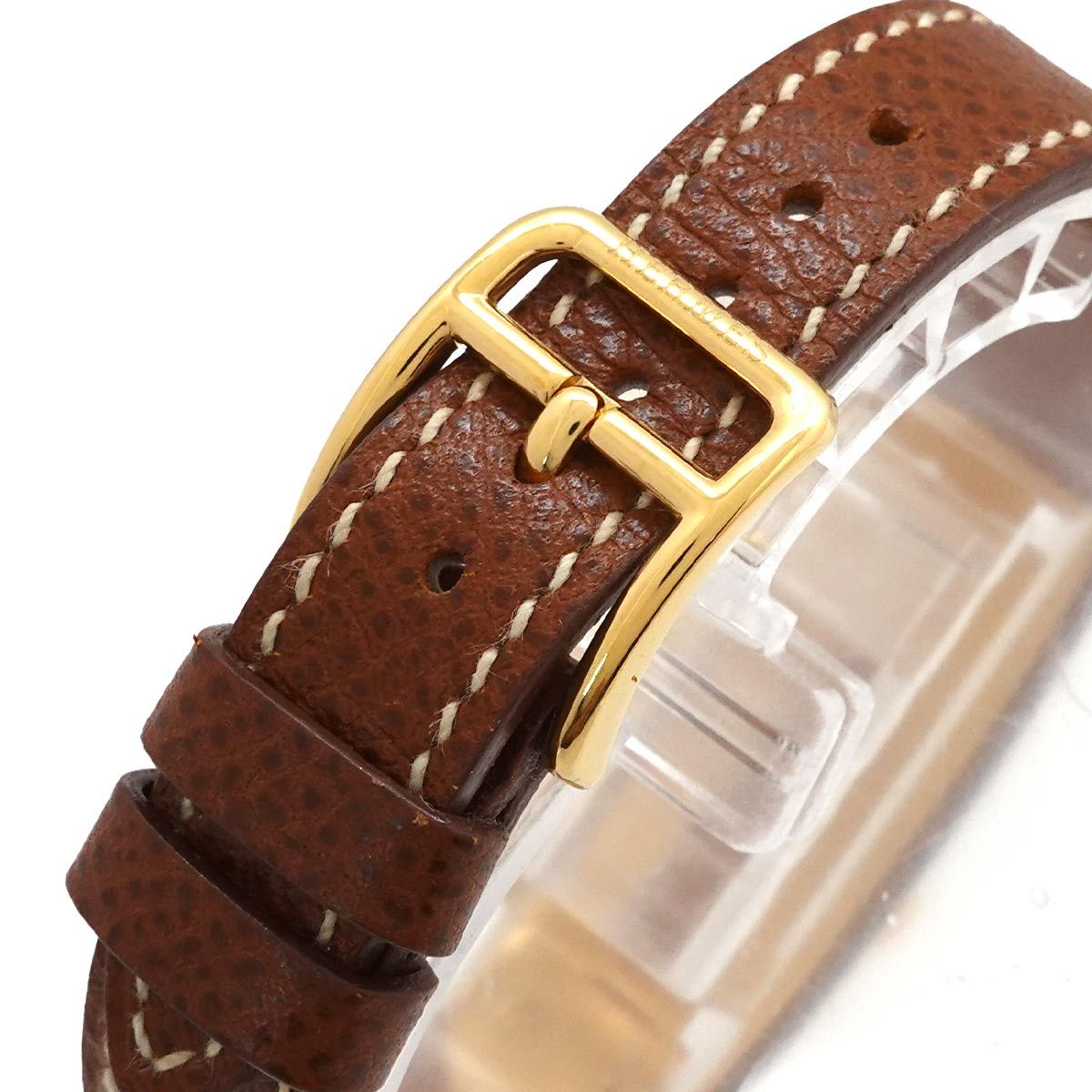 Hermes Kelly Watch Vintage White Brown Quartz Cadena — view 8