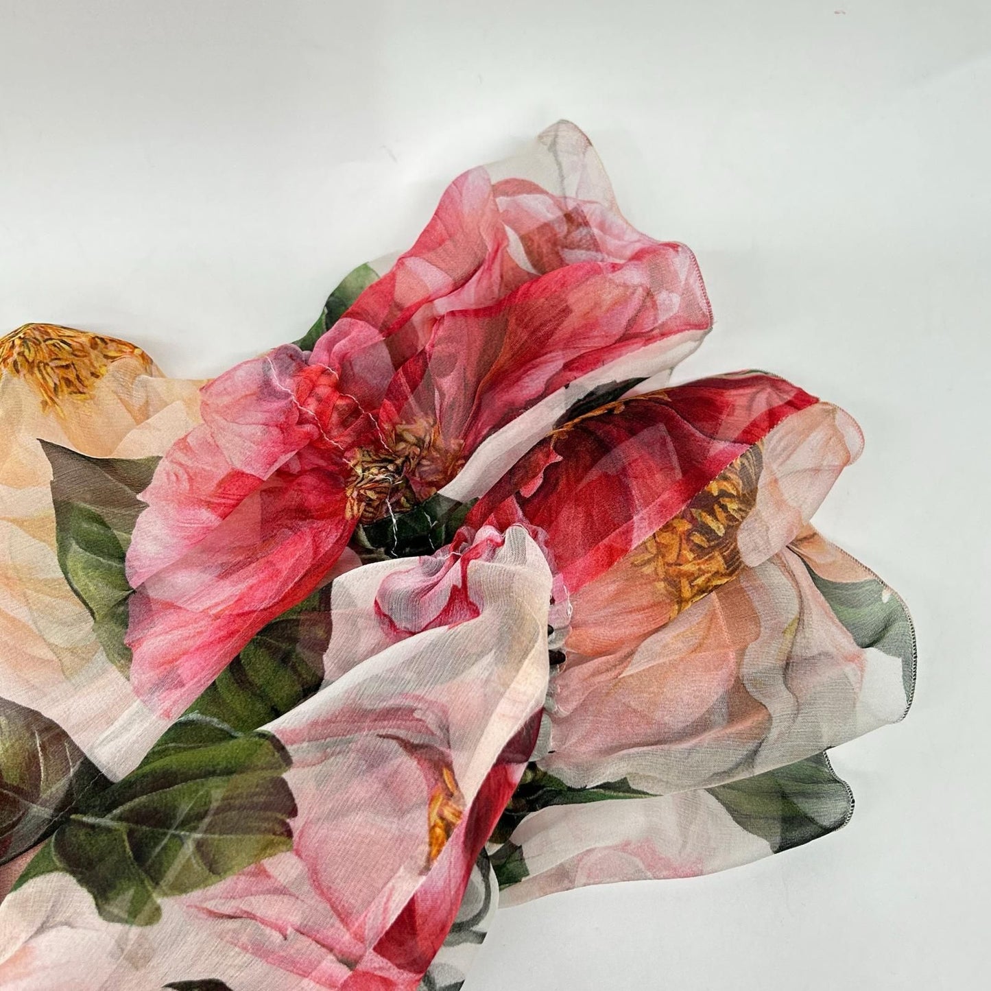 Dolce & Gabbana Silk Chiffon Flower Print Ribbon Tie Blouse 46 — view 7