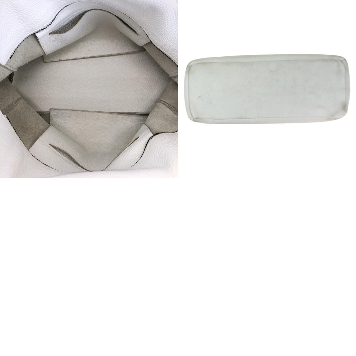 Bottega Veneta White Silver Leather Tote — view 9