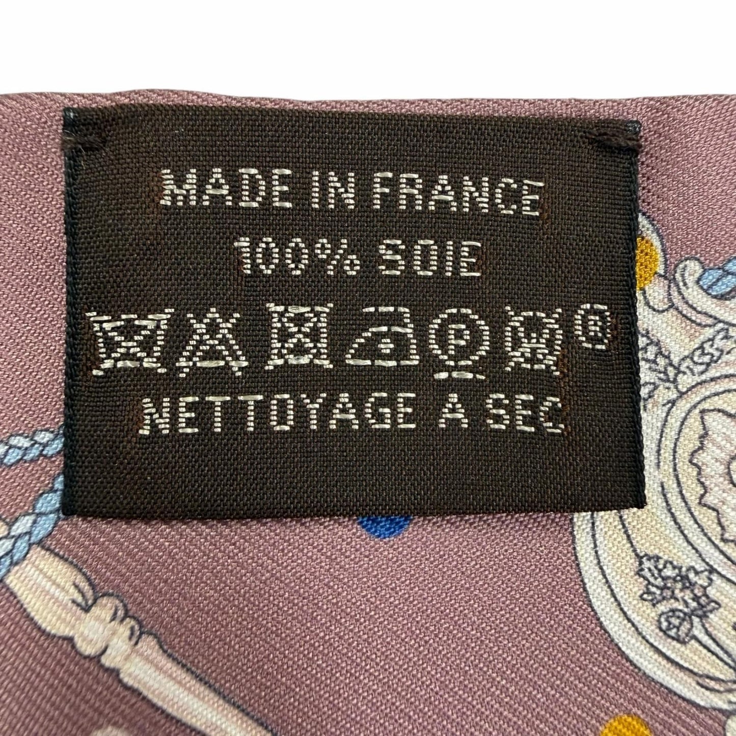 Hermes Twill les Cles a Pois les Clair Pore Silk 100% Brown Gray Scarf — view 7