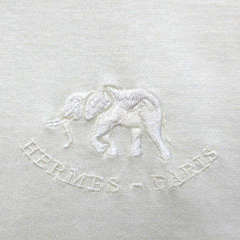 Hermes Elephant Logo Embroidery T-Shirt Off White — view 5