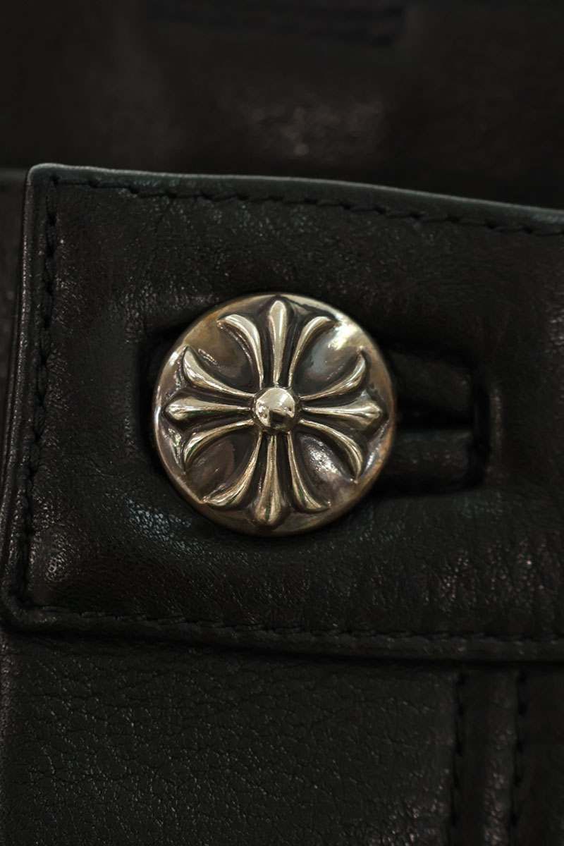 Chrome Hearts Carpenter Lthr Flare Anniversary Leather Long Pants — view 3