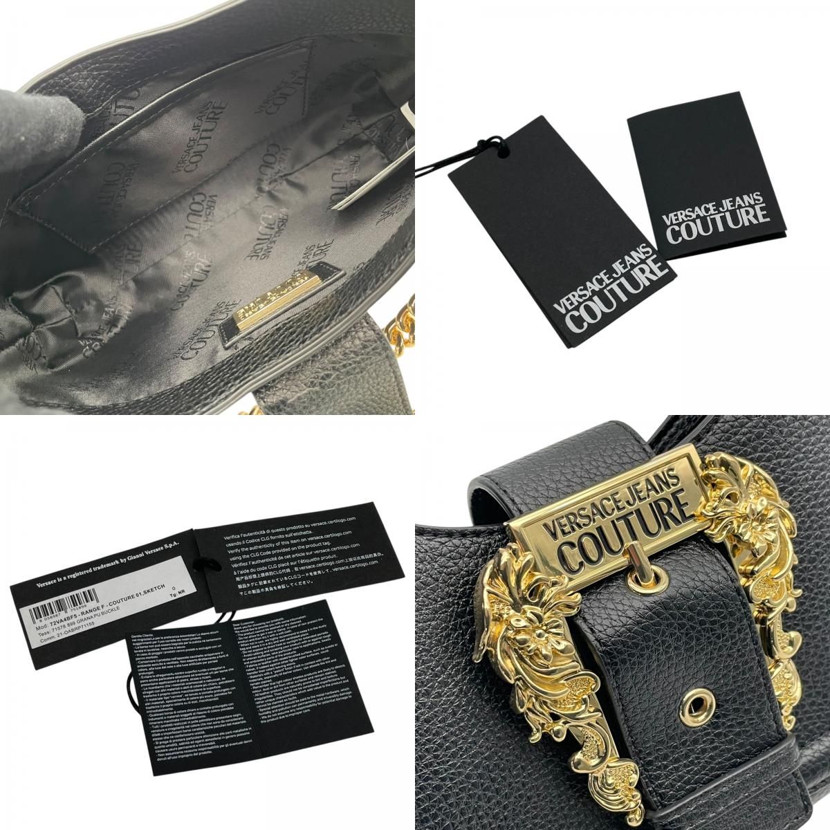 Versace Jeans Couture 2-Way Shoulder Bag Black Gold Chain Logo K8 — view 9