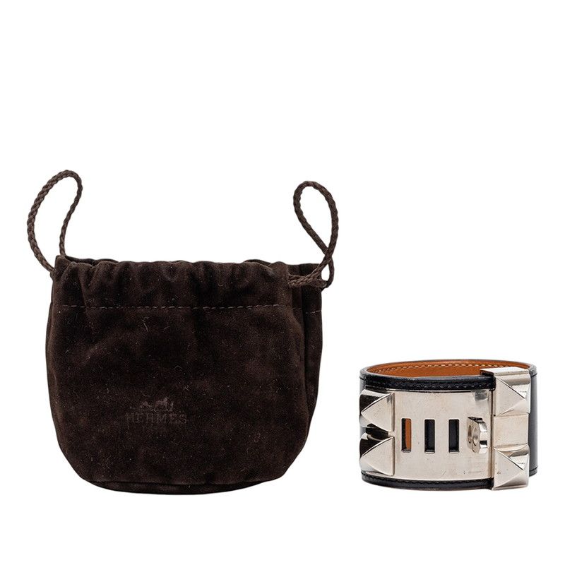 Hermes Collier de Chien Bracelet S Black Box Calf — view 7