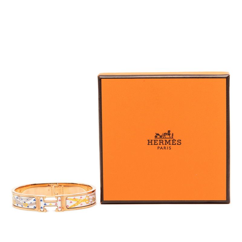 Hermes Click GM Brid Gala Love Enamel Bracelet Bangle Gold Plated — view 6