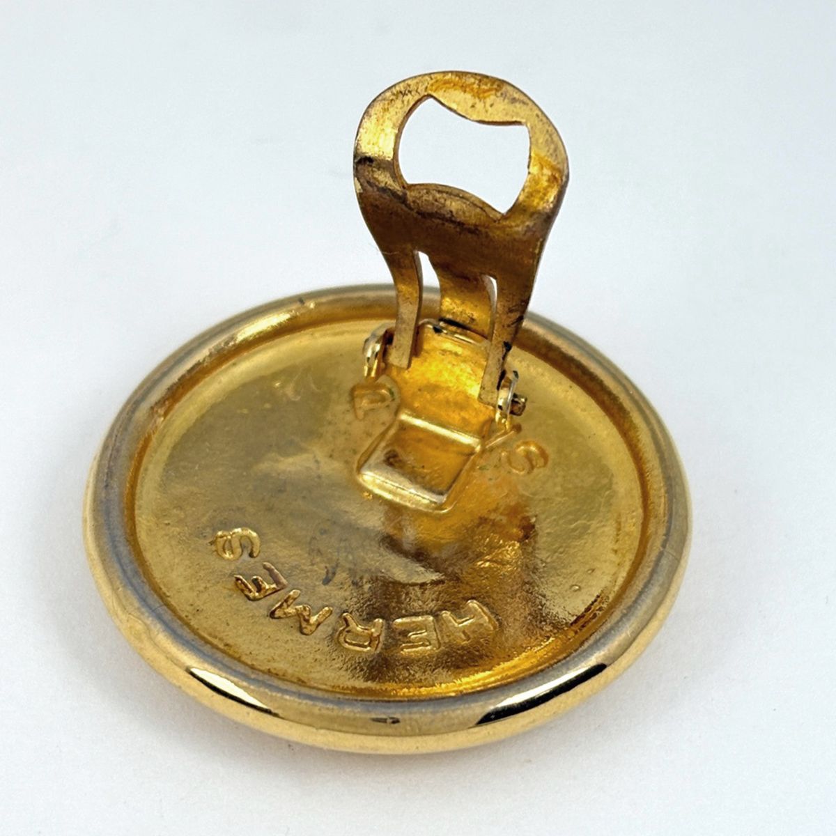 Hermes Logo Round Earrings Pegasus Gold Plated — view 3