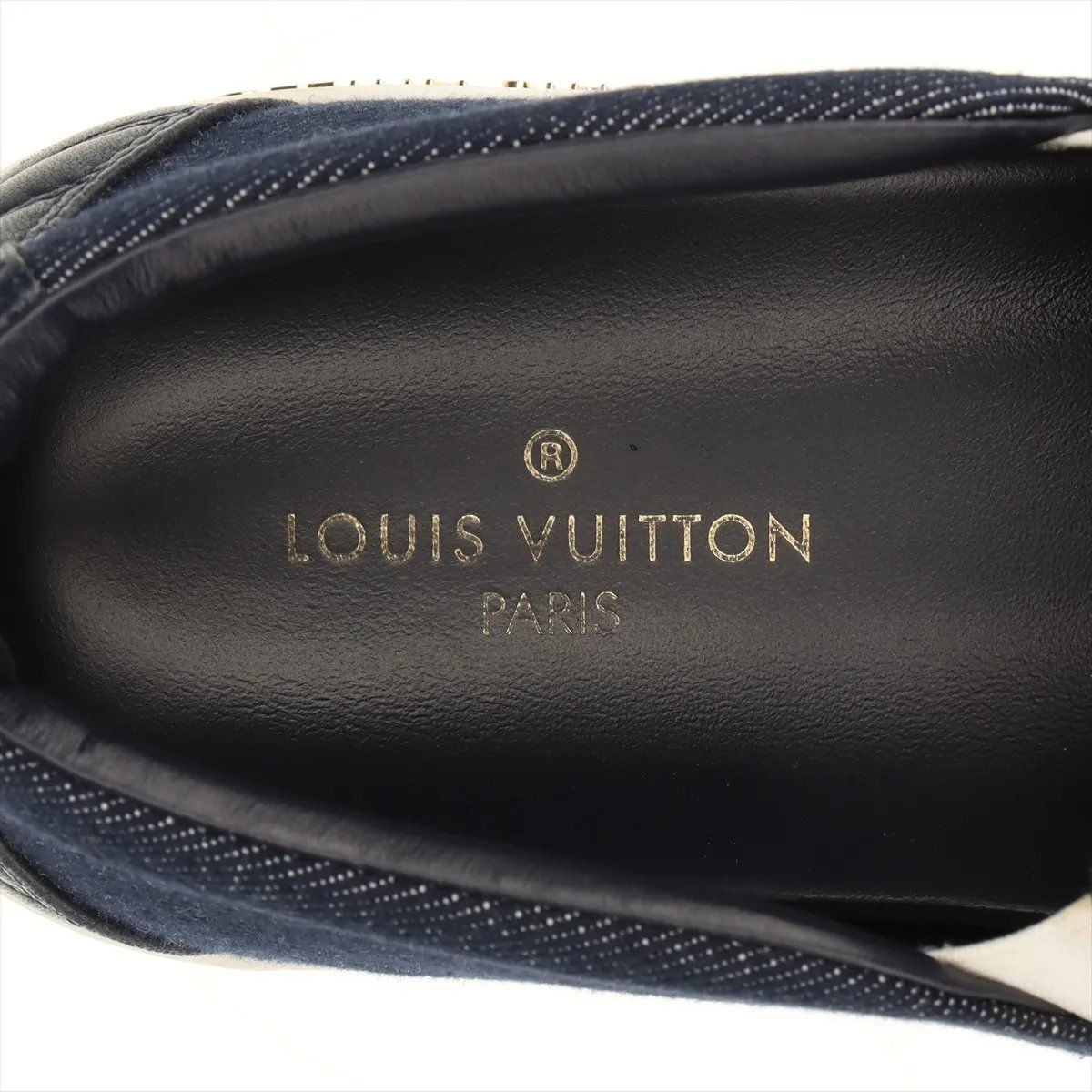 Louis Vuitton Monogram Denim Front Row Line Slip Ons 36.5 Shoes — view 9