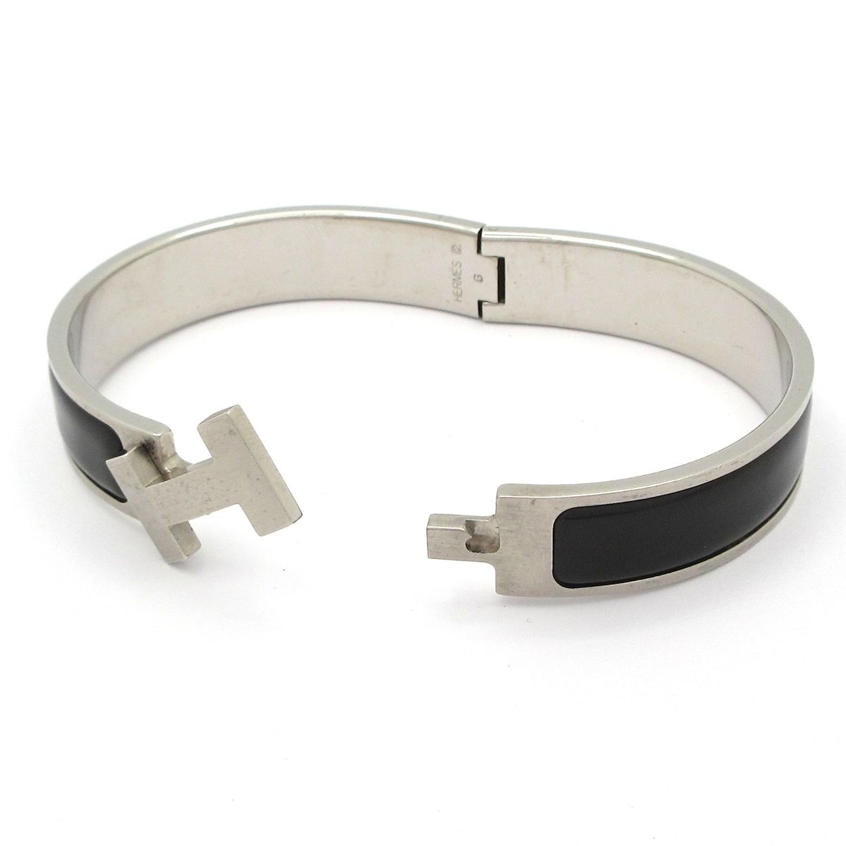 Hermes Bangle Click HH Silver Black Bracelet — view 5