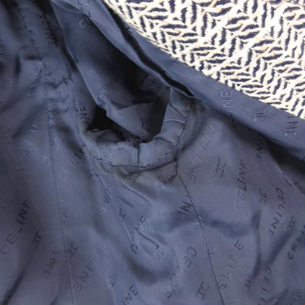 Celine Vintage Collarless Jacket Blazer All Over Pattern Double 38 White — view 9