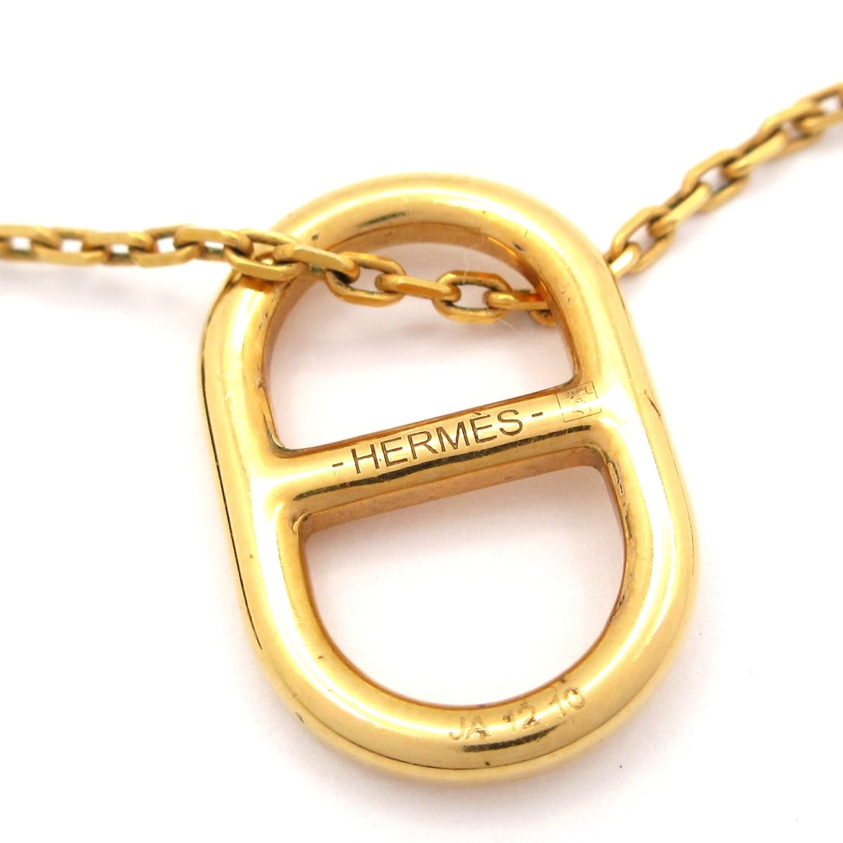 Hermes Necklace Chaine D'ancre Leather Gold Brown — view 5