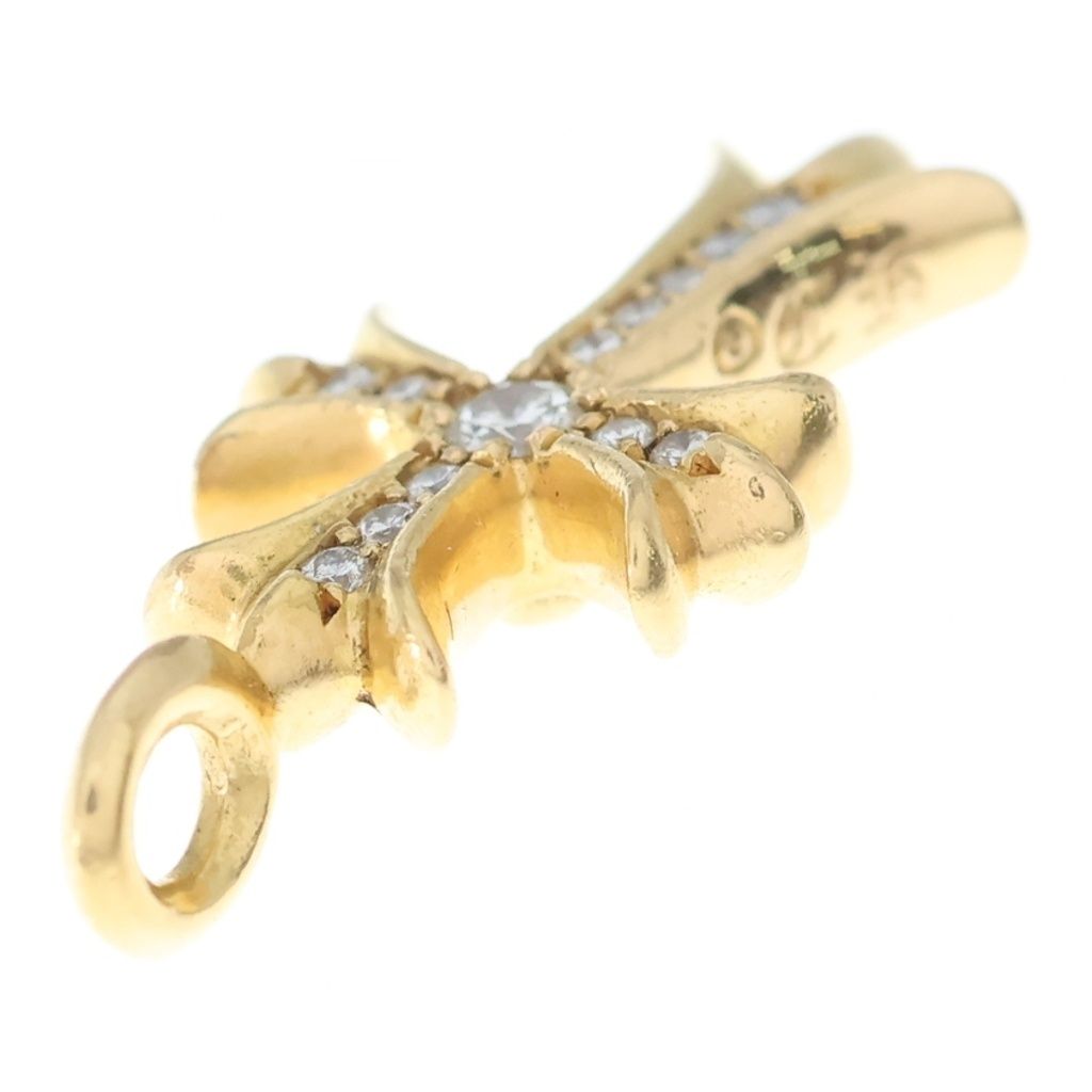 Chrome Hearts 22k Tny Crsf P Dia Tiny Fat Cross Pave Diamond Pendant Gold — view 6