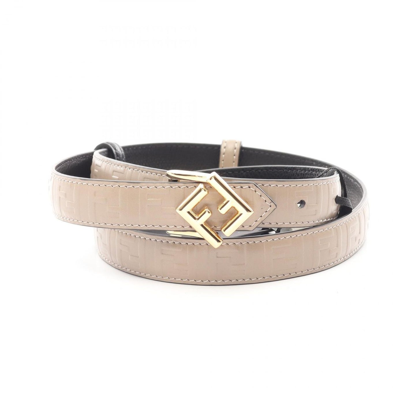 Fendi Belt FF Diamond Gold Reversible Black Beige Leather — view 5