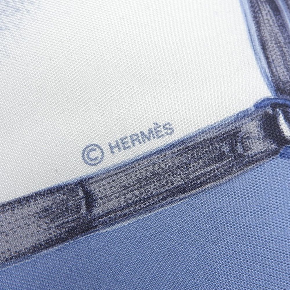 Hermes Carre 90 les Levriers Gray Hound de Pore Silk Scarf Blue — view 8