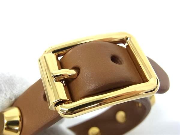 Prada Leather Studs M Brown Bracelet — view 3