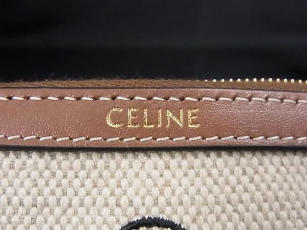 Celine Canvas Leather Coin Purse Beige Brown — view 4