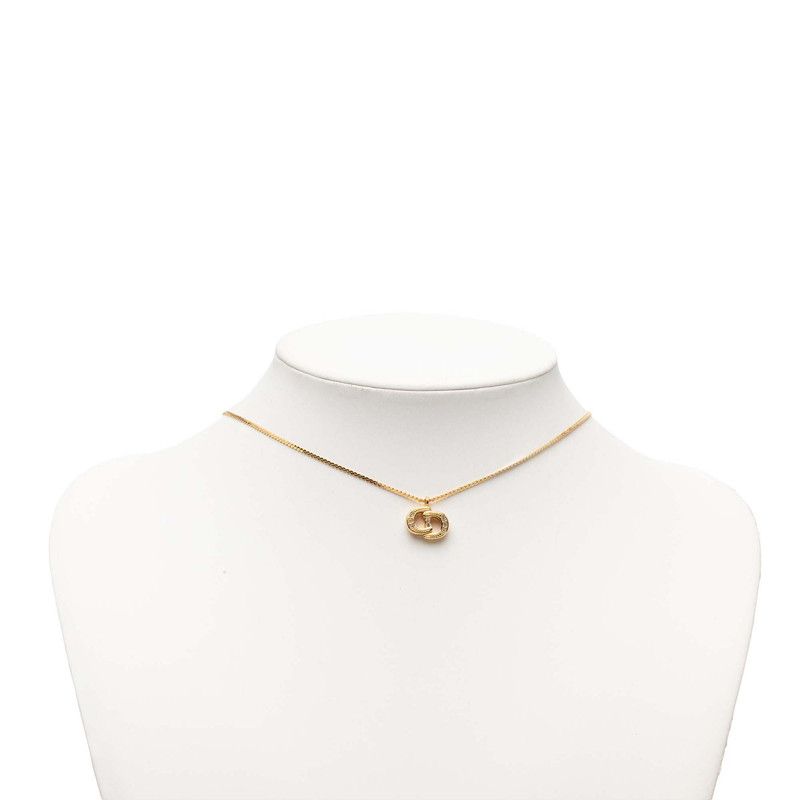 Dior CD Logo Chain Pendant Gold Plated Rhinestone — view 7