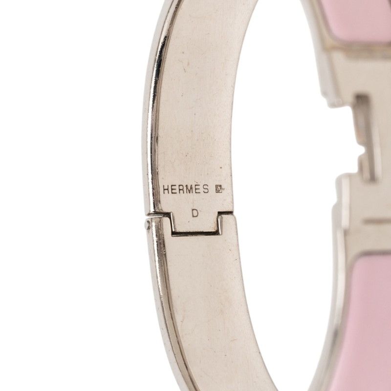 Hermes Click PM Enamel Bracelet Silver Pink Metal — view 5