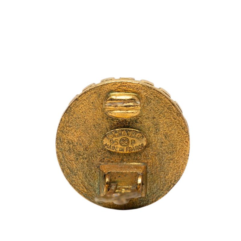 Chanel Vintage Round Earrings 95 Gold Plated — view 3