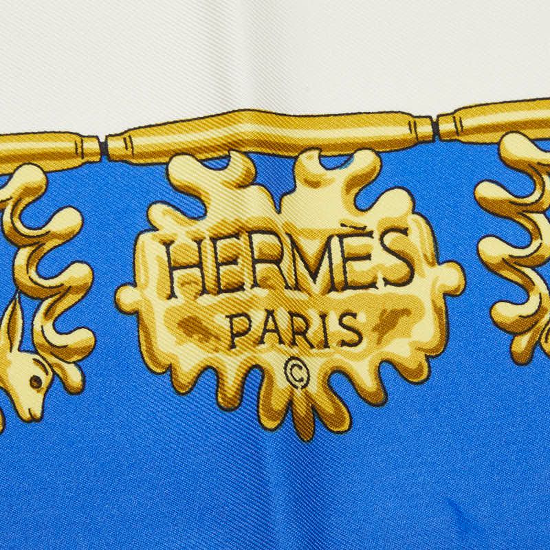 Hermes Carre 90 les Cavaliers D'or Yellow Gold Knight Scarf Large Blue Multicolo — view 5