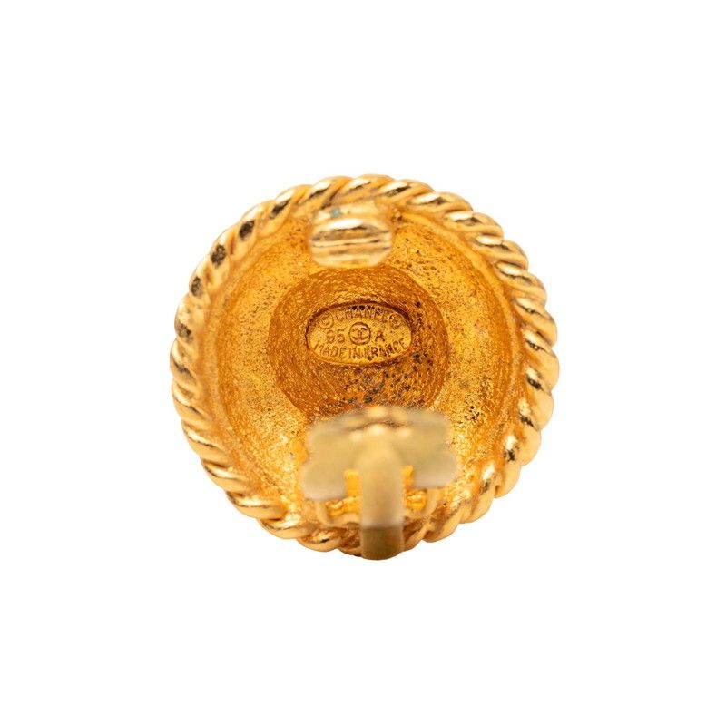 Chanel Vintage Round Earrings 95 Gold Plated — view 3