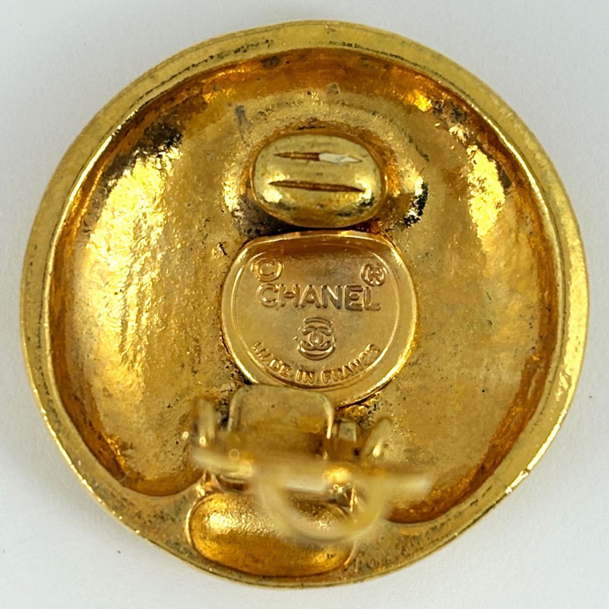 Chanel Logo Round Earrings Mademoiselle Gold Plated — view 4