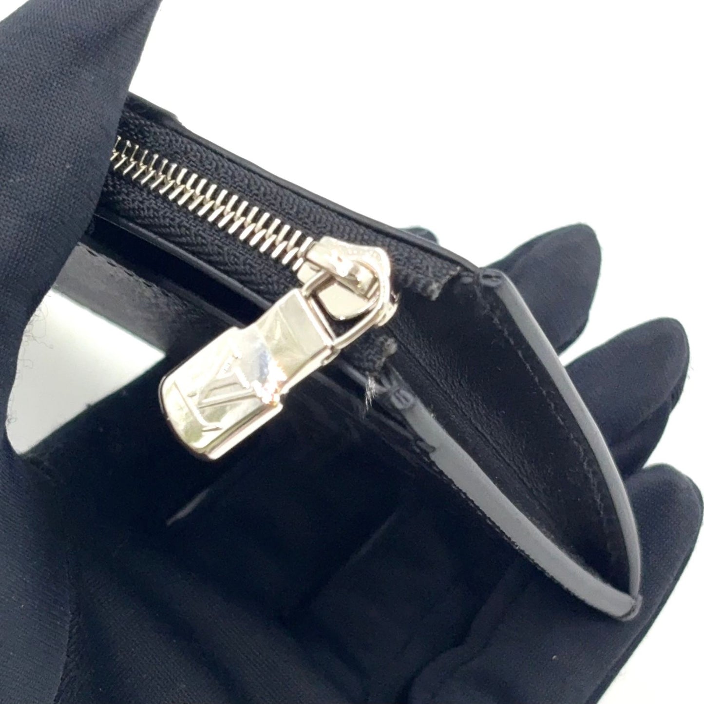 Louis Vuitton Coin Card Holder Monogram Eclipse Leather Black Case Silver — view 9