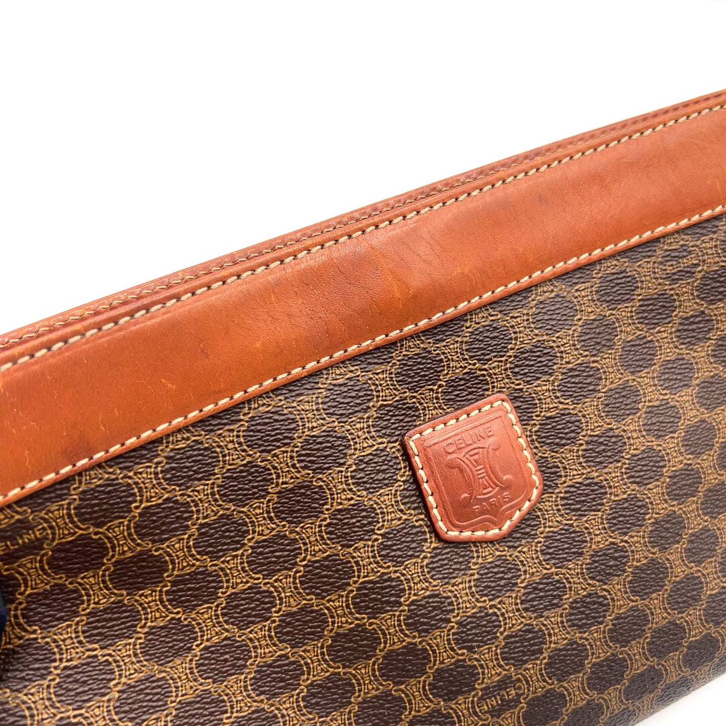 Celine Macadam Leather Brown Light Clutch Gold — view 8