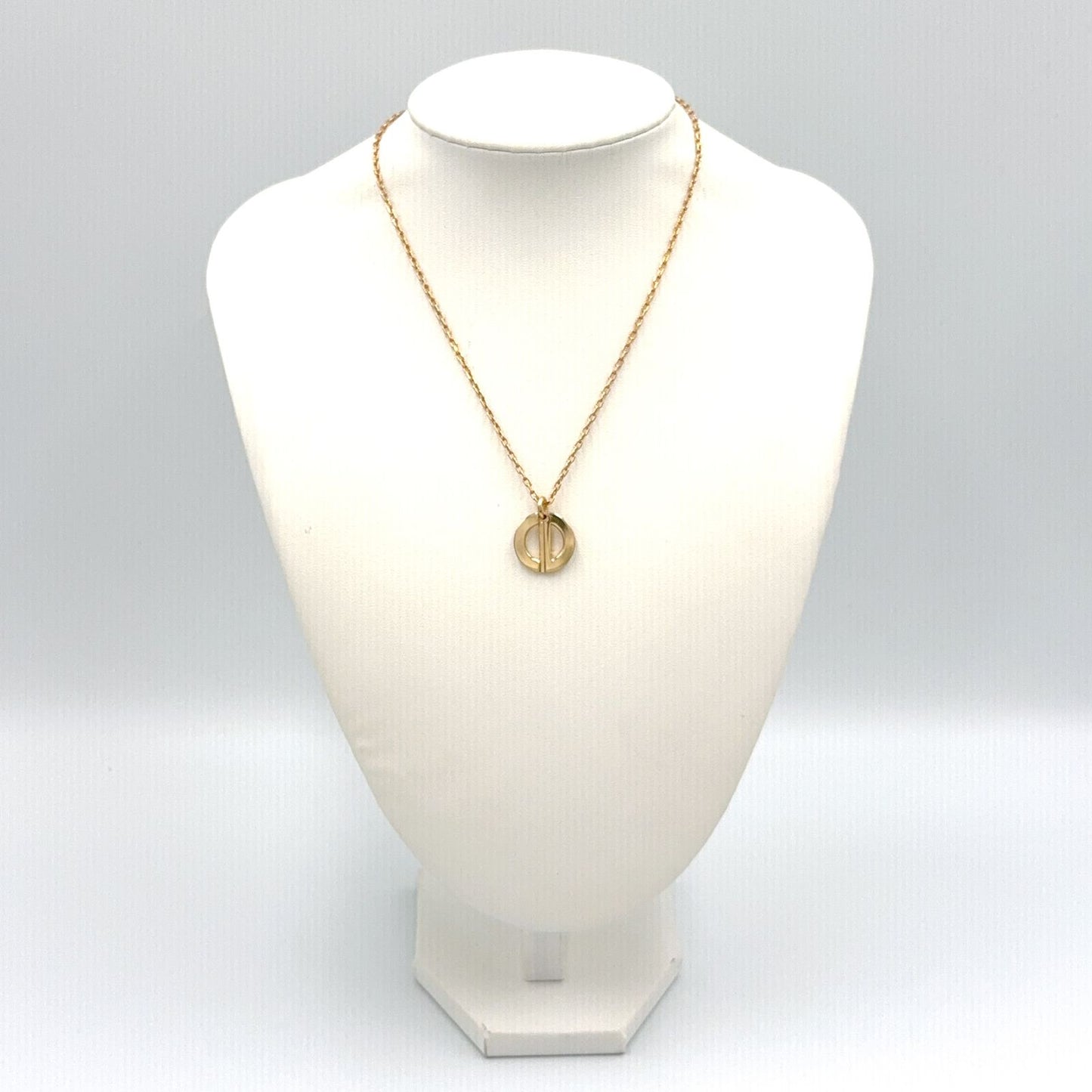 Dior CD Logo Circle Gold Plated Necklace — view 9
