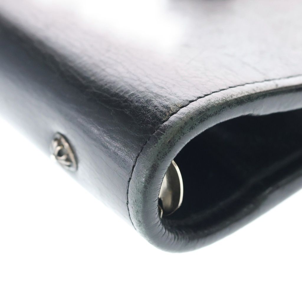 Chrome Hearts Agenda Plain Cross Ball Button Leather Notebook Cover Case Black — view 6